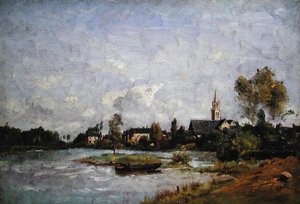 Kylä joen rannalla